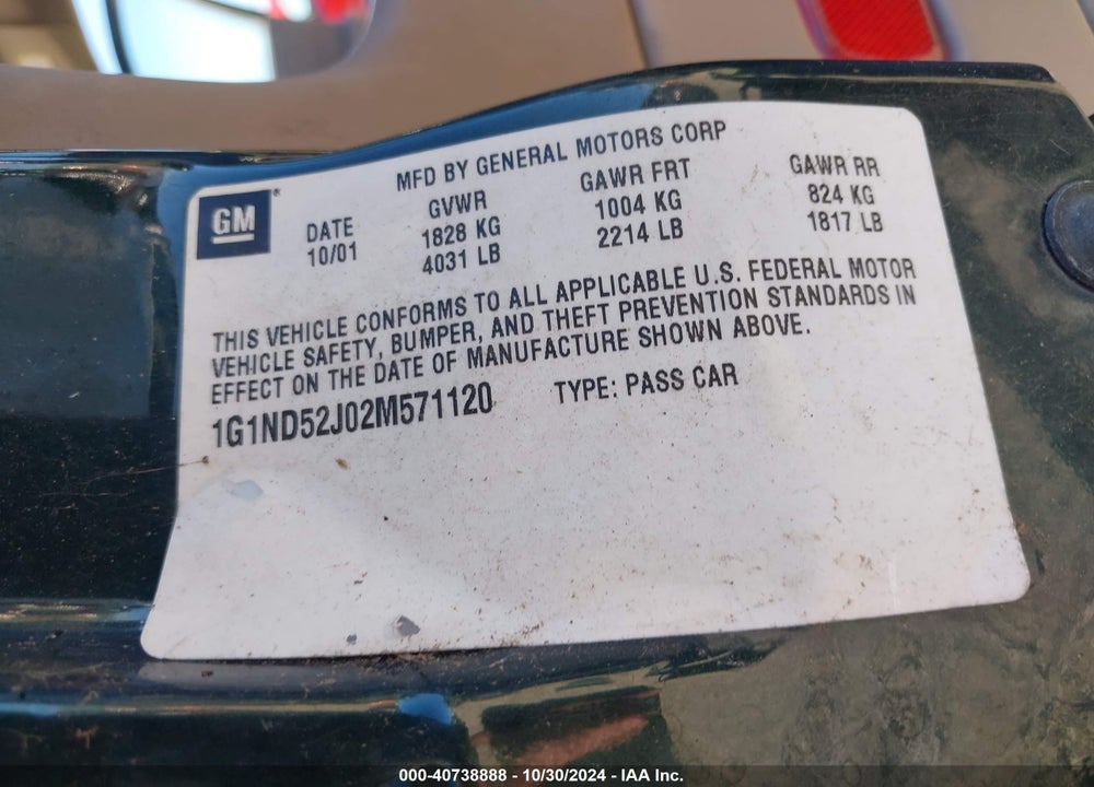 2002 CHEVROLET MALIBU VIN: 1G1ND52J02M571120