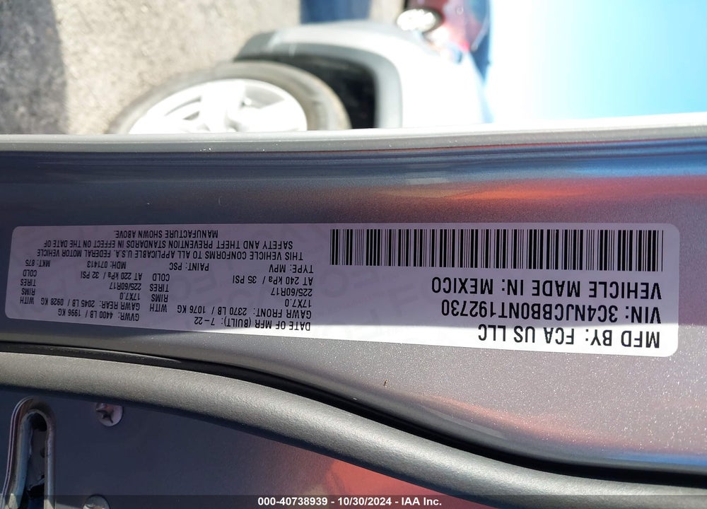 2022 JEEP COMPASS LATITUDE FWD VIN: 3C4NJCBB0NT192730