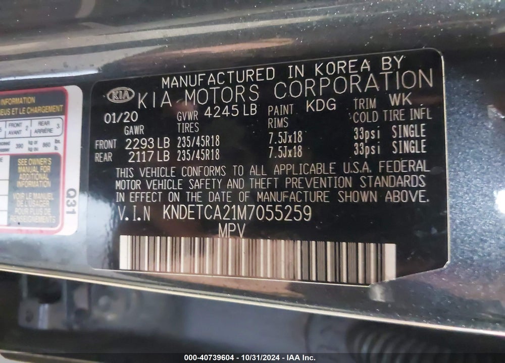 2021 KIA SELTOS SX TURBO VIN: KNDETCA21M7055259