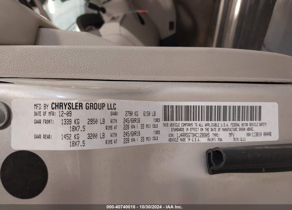 2010 JEEP GRAND CHEROKEE LIMITED VIN: 1J4RR5GT9AC128905