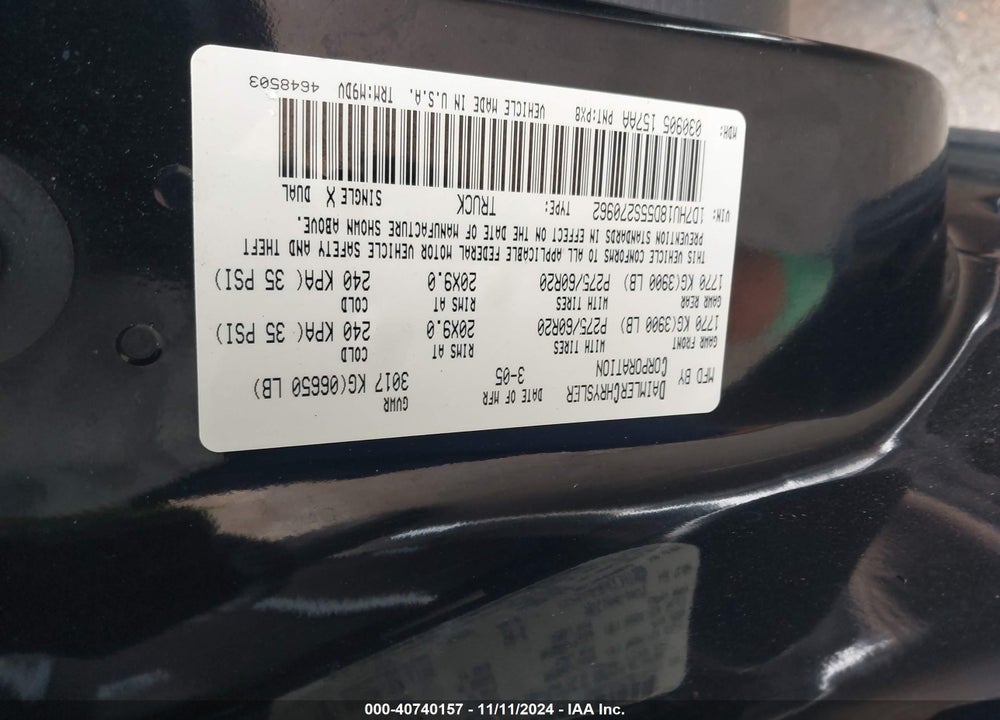 2005 DODGE RAM 1500 SLT/LARAMIE VIN: 1D7HU18D55S270962