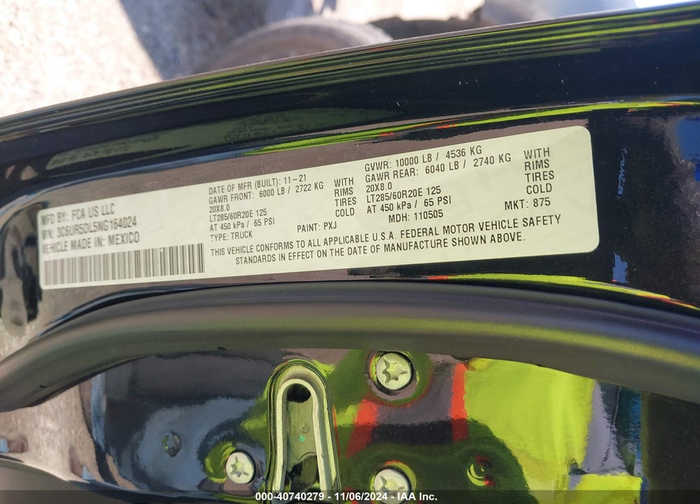 2022 RAM 2500 VIN: 3C6UR5DL5NG164024