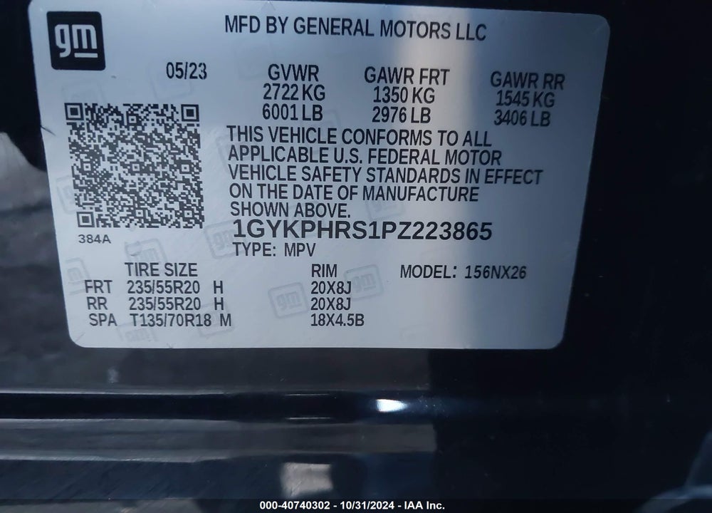 2023 CADILLAC XT6 AWD SPORT VIN: 1GYKPHRS1PZ223865