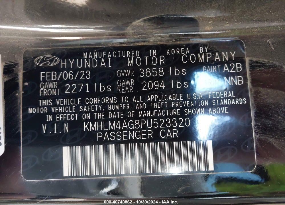 2023 HYUNDAI ELANTRA SEL VIN: KMHLM4AG8PU523320