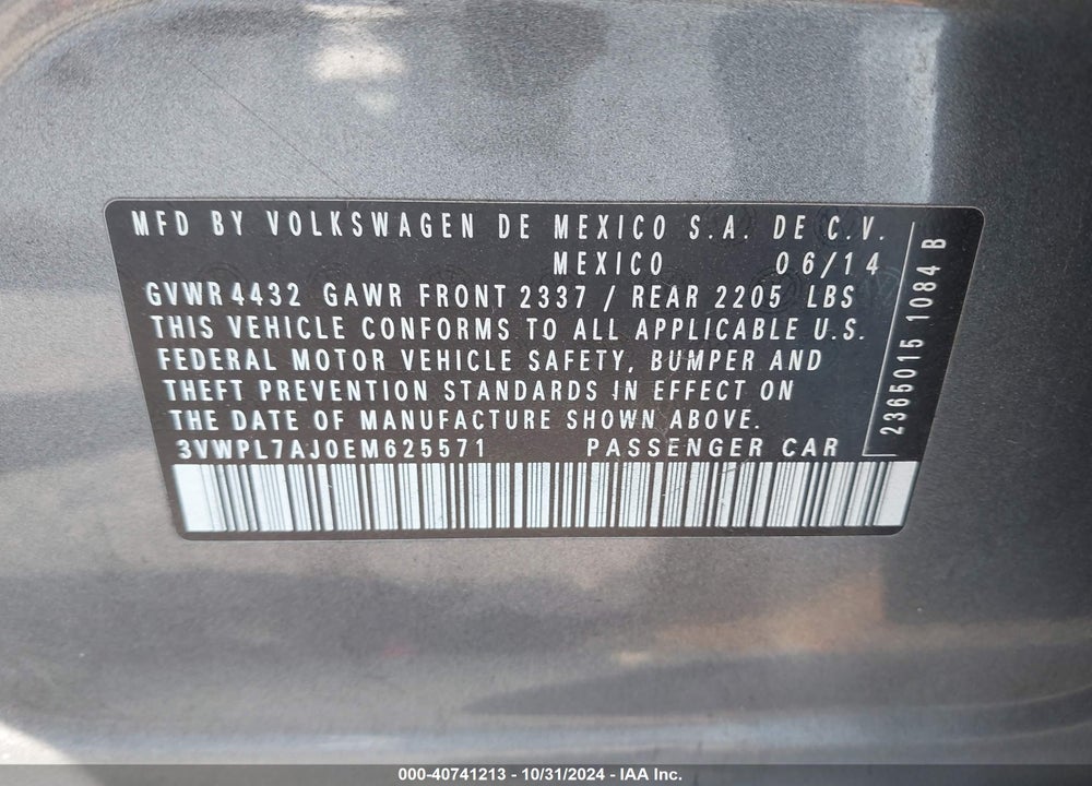 2014 VOLKSWAGEN JETTA SPORTWAGEN 2.0L TDI VIN: 3VWPL7AJ0EM625571