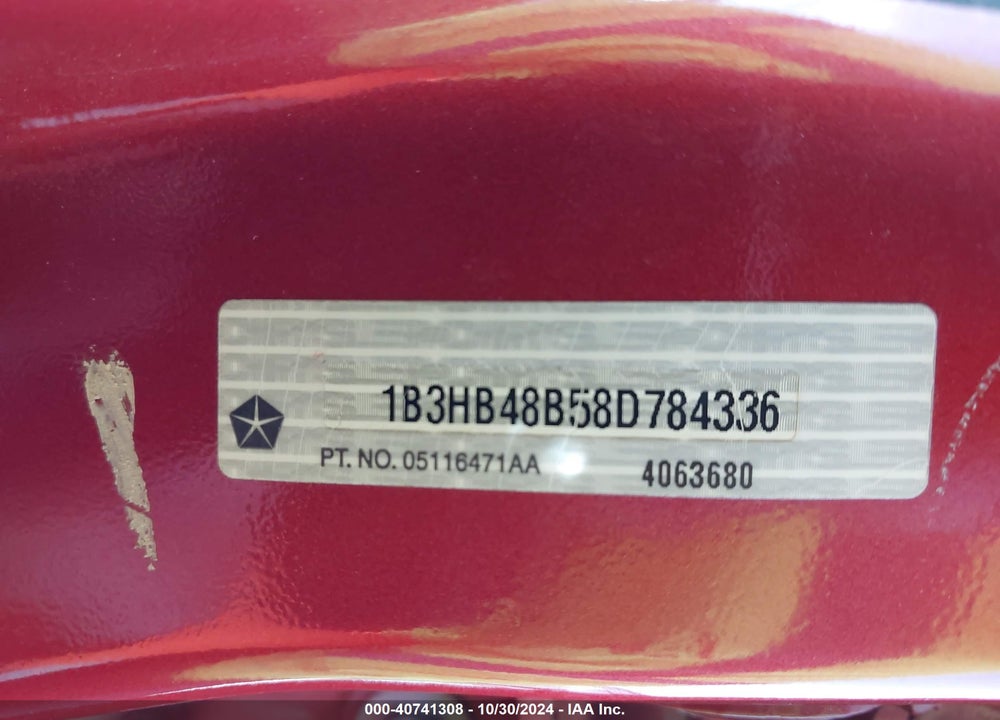 2008 DODGE CALIBER SXT VIN: 1B3HB48B58D784336