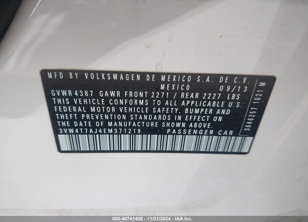 2014 VOLKSWAGEN JETTA GLI AUTOBAHN VIN: 3VW4T7AJ4EM371219