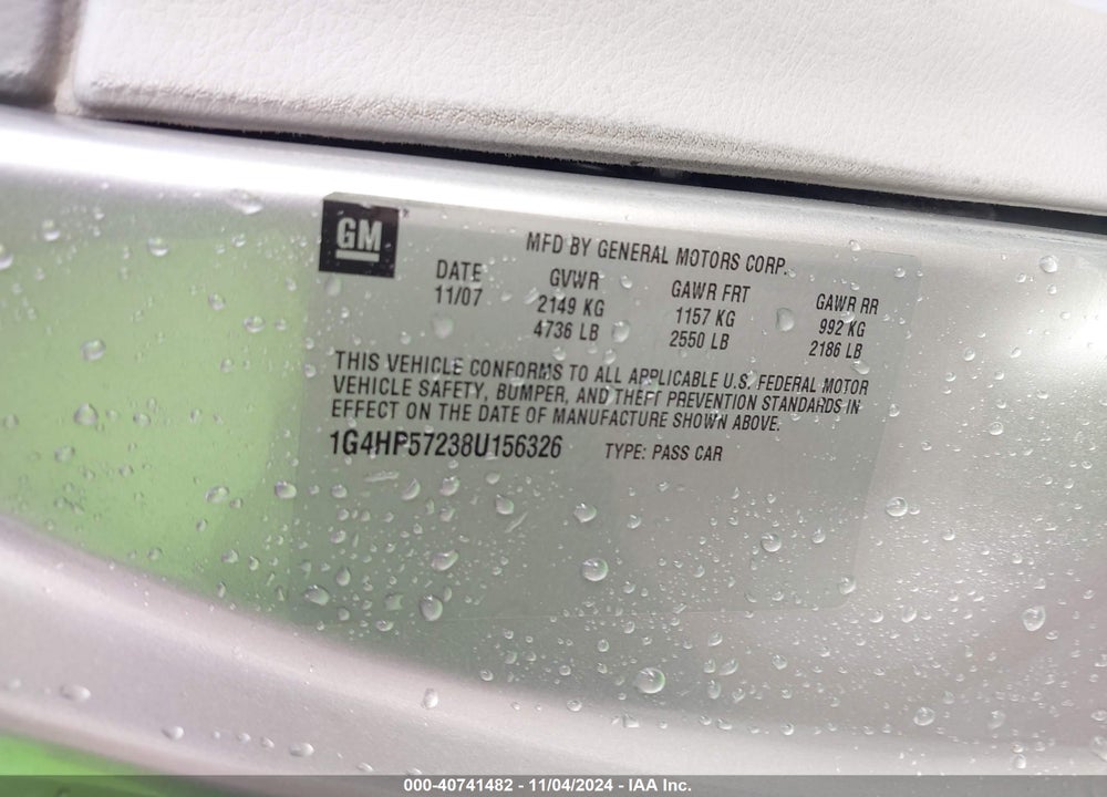 2008 BUICK LUCERNE CX VIN: 1G4HP57238U156326