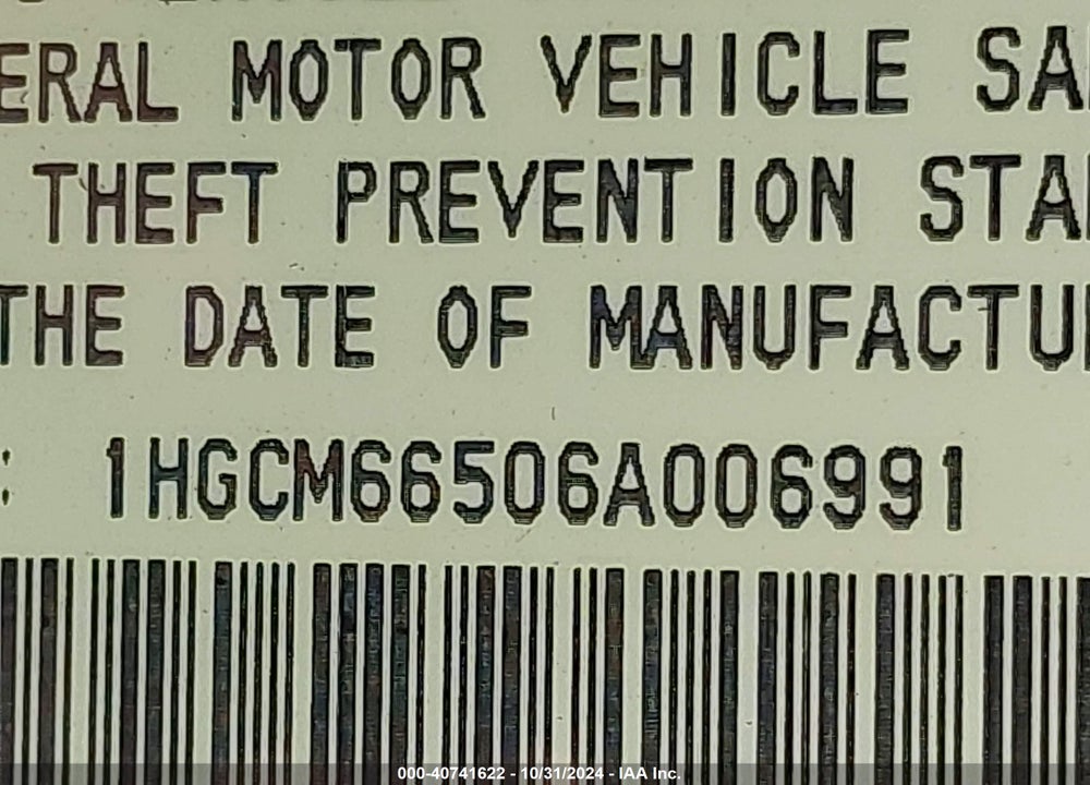 2006 HONDA ACCORD 3.0 EX VIN: 1HGCM66506A006991