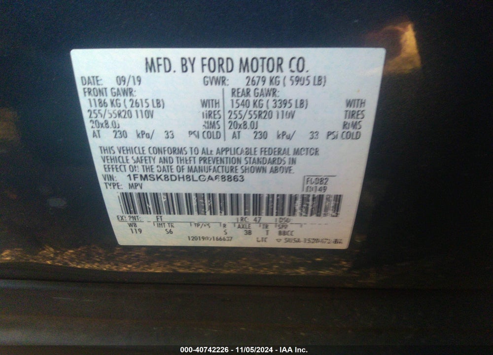 2020 FORD EXPLORER XLT VIN: 1FMSK8DH8LGA68863