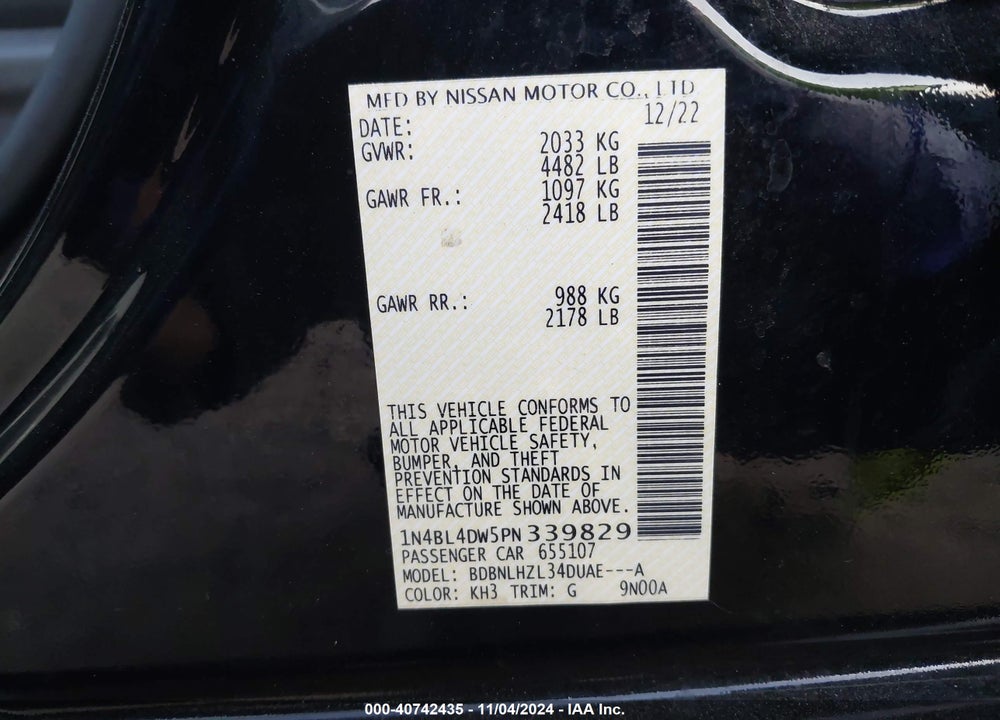 2023 NISSAN ALTIMA SV INTELLIGENT AWD VIN: 1N4BL4DW5PN339829