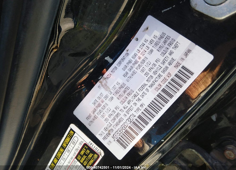 2008 MAZDA CX-9 SPORT VIN: JM3TB38A680132074