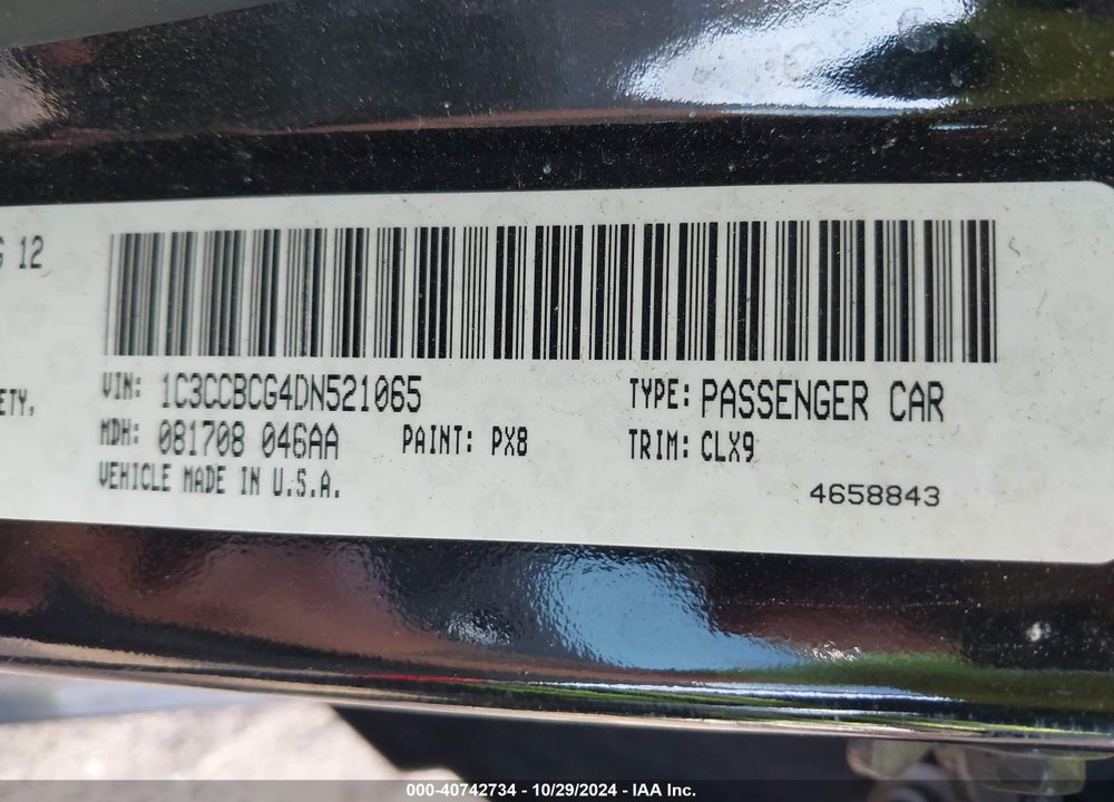 2013 CHRYSLER 200 LIMITED VIN: 1C3CCBCG4DN521065