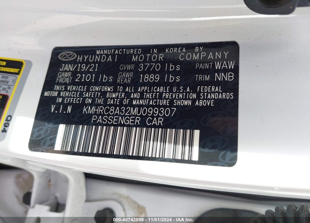 2021 HYUNDAI VENUE SEL VIN: KMHRC8A32MU099307