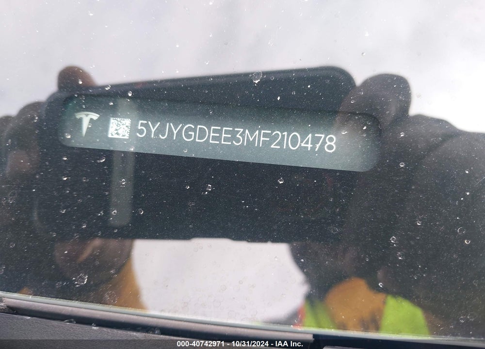 2021 TESLA MODEL Y LONG RANGE DUAL MOTOR ALL-WHEEL DRIVE VIN: 5YJYGDEE3MF210478
