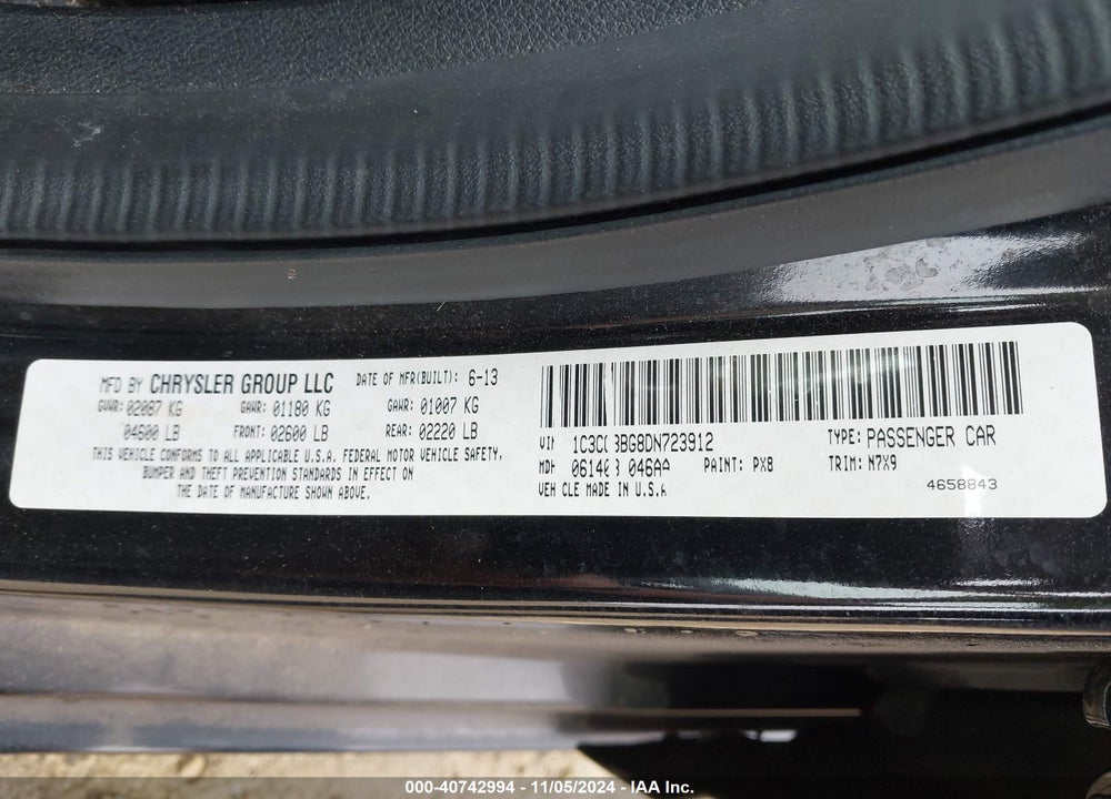 2013 CHRYSLER 200 TOURING VIN: 1C3CCBBG8DN723912