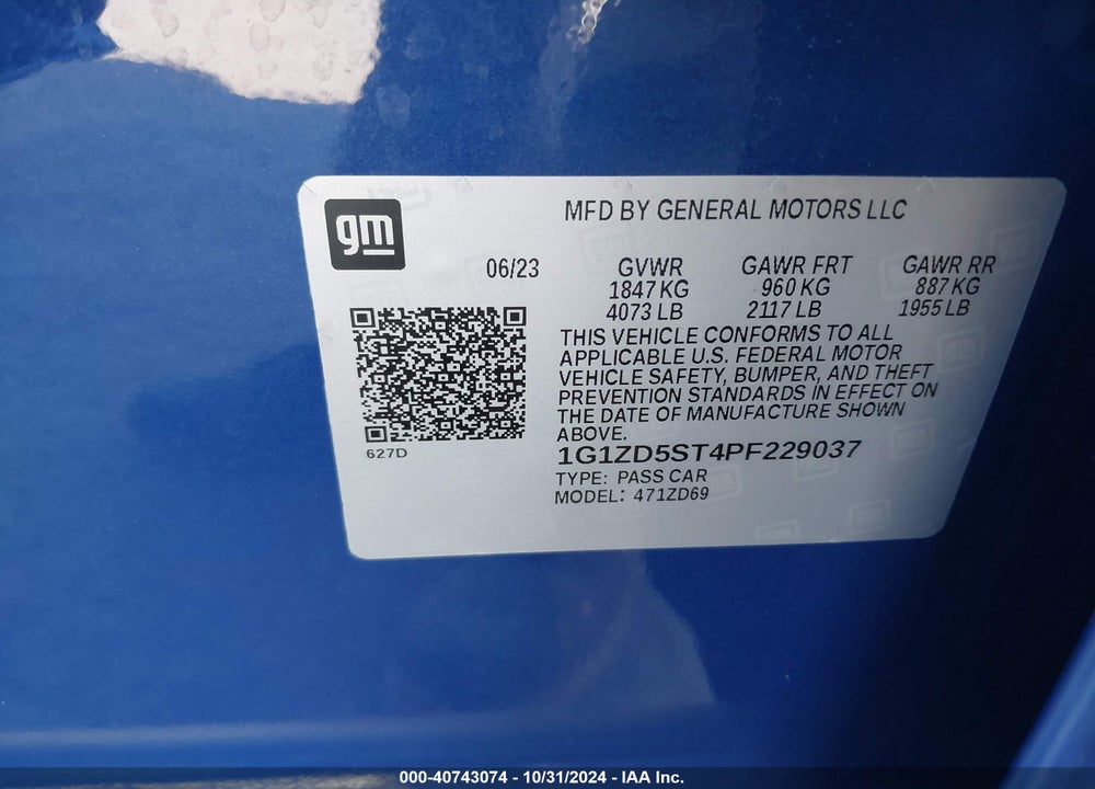 2023 CHEVROLET MALIBU FWD 1LT VIN: 1G1ZD5ST4PF229037