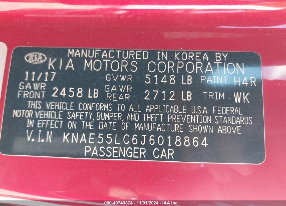 2018 KIA STINGER GT2 VIN: KNAE55LC6J6018864