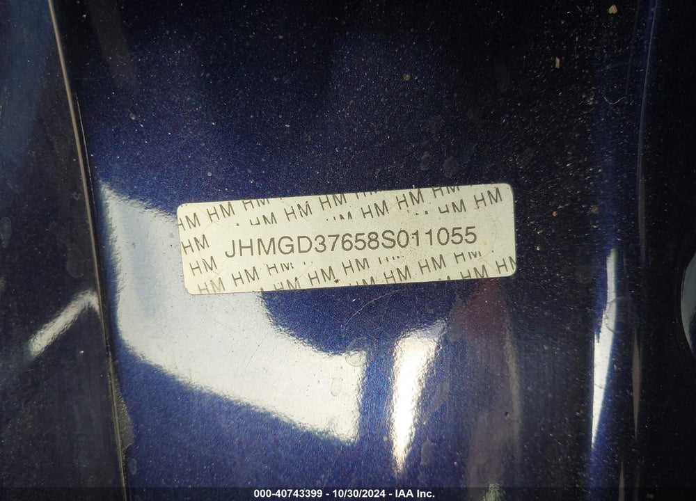 2008 HONDA FIT SPORT VIN: JHMGD37658S011055
