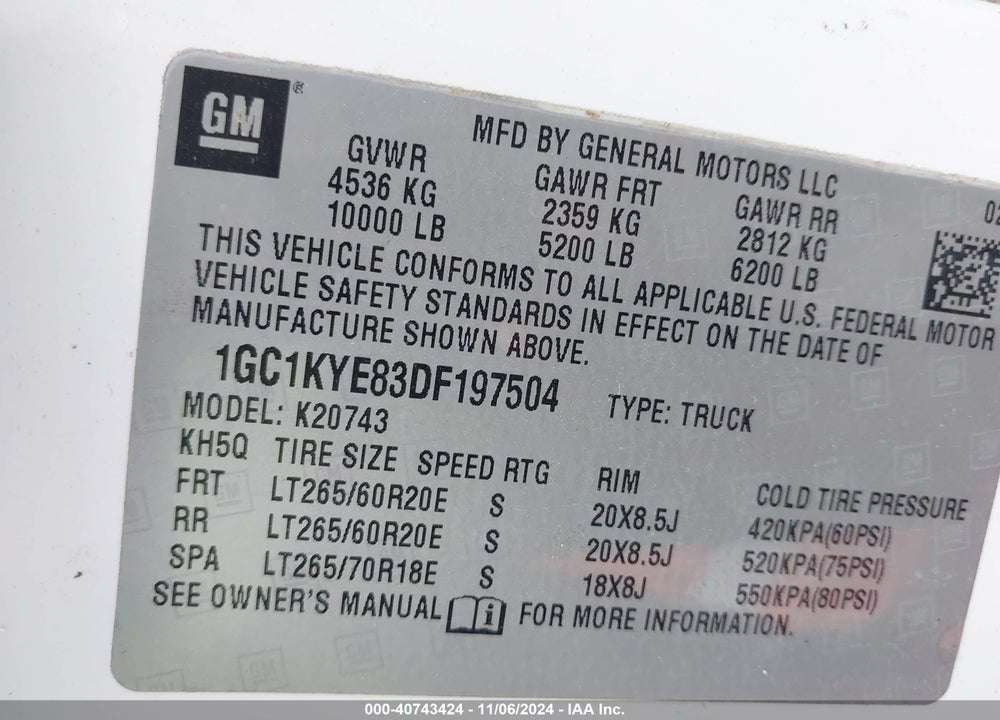 2013 CHEVROLET SILVERADO 2500HD LTZ VIN: 1GC1KYE83DF197504