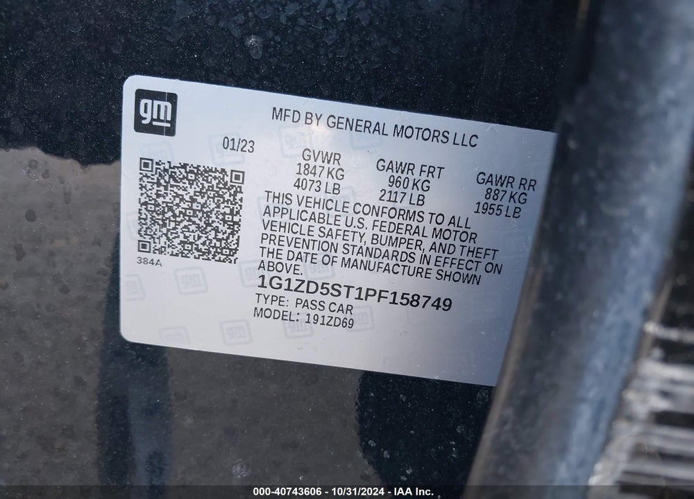 2023 CHEVROLET MALIBU FWD 1LT VIN: 1G1ZD5ST1PF158749