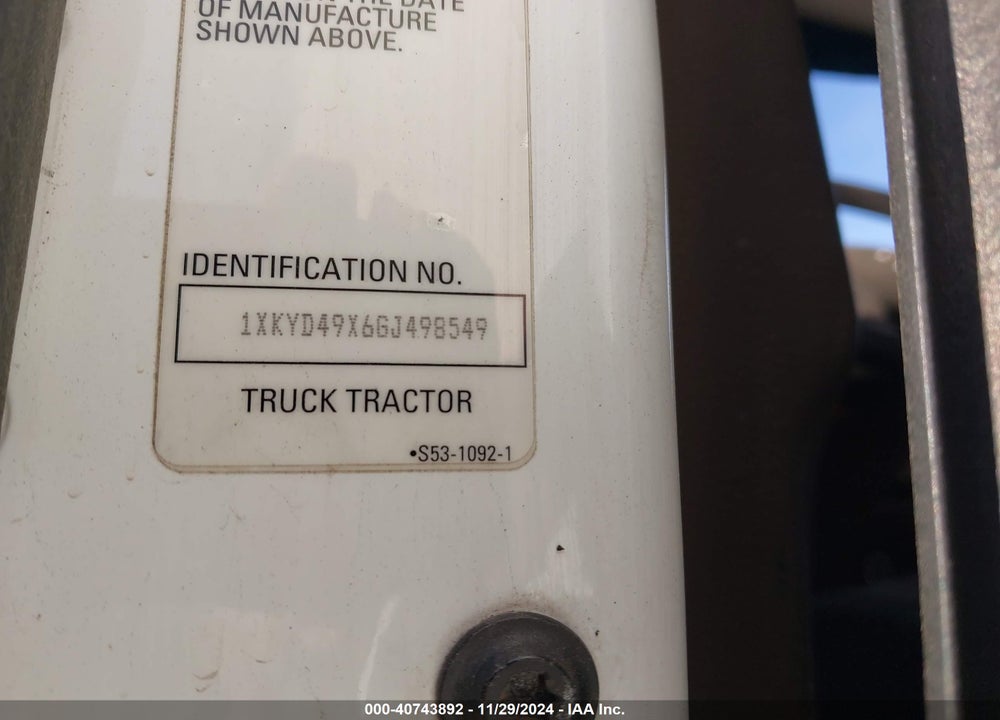 2016 KENWORTH T680 T680 VIN: 1XKYD49X6GJ498549