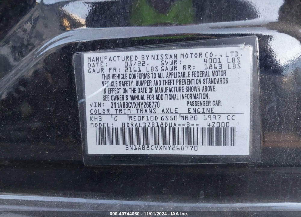2022 NISSAN SENTRA SV XTRONIC CVT VIN: 3N1AB8CVXNY268770