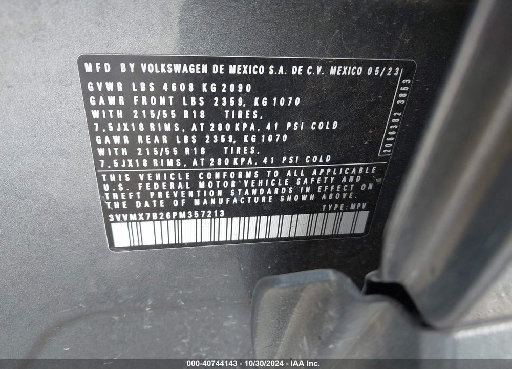 2023 VOLKSWAGEN TAOS 1.5T S VIN: 3VVMX7B26PM357213