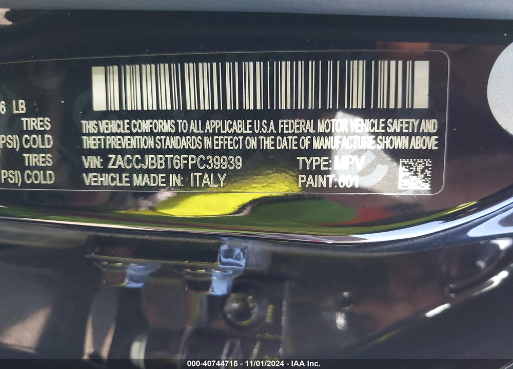 2015 JEEP RENEGADE LATITUDE VIN: ZACCJBBT6FPC39939