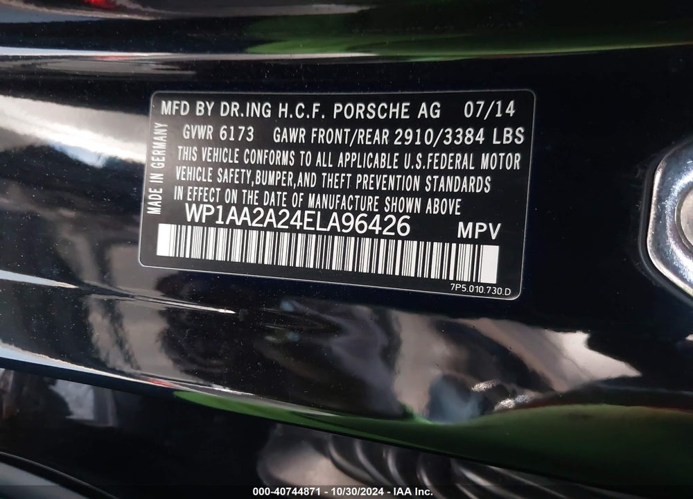 2014 PORSCHE CAYENNE VIN: WP1AA2A24ELA96426
