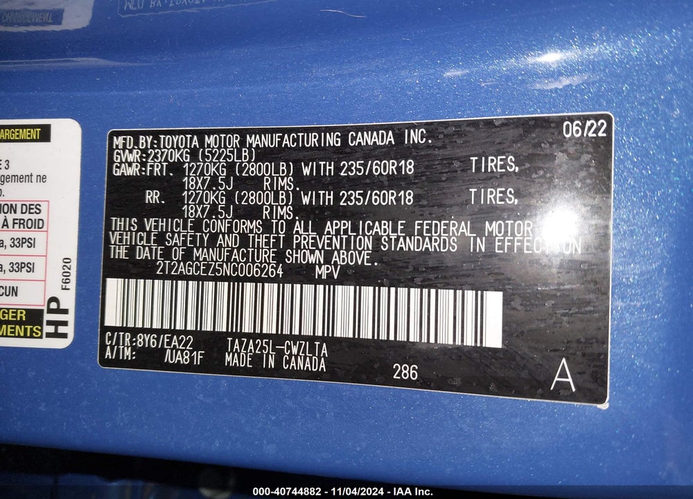 2022 LEXUS NX 350 VIN: 2T2AGCEZ5NC006264