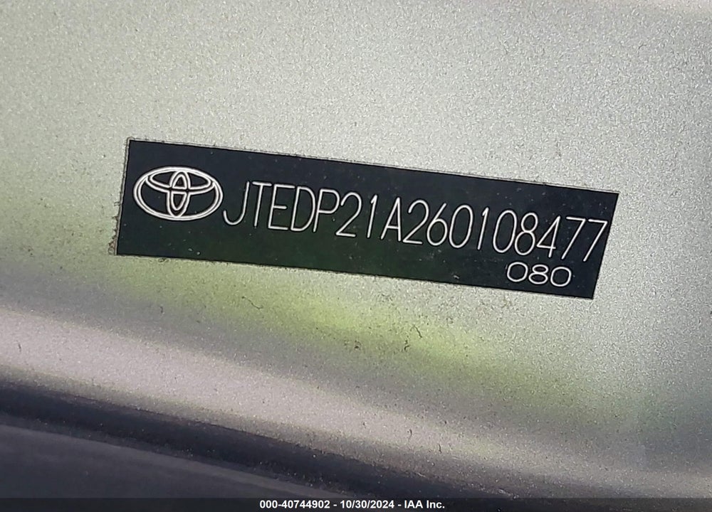 2006 TOYOTA HIGHLANDER V6 VIN: JTEDP21A260108477