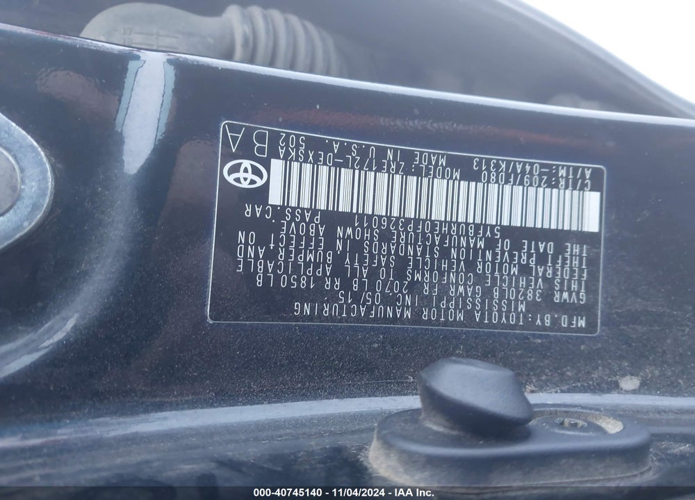 2015 TOYOTA COROLLA S VIN: 5YFBURHE0FP326011