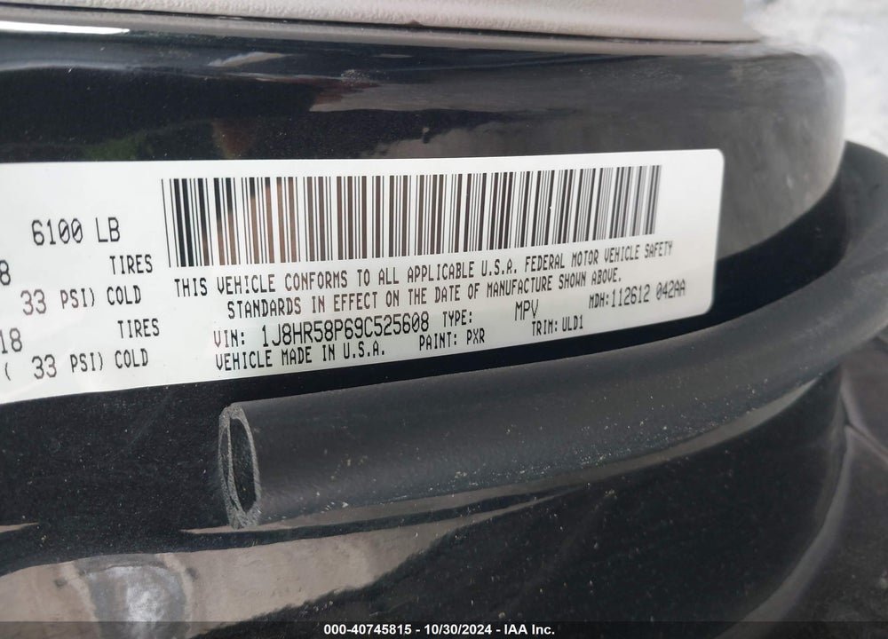 2009 JEEP GRAND CHEROKEE LIMITED VIN: 1J8HR58P69C525608