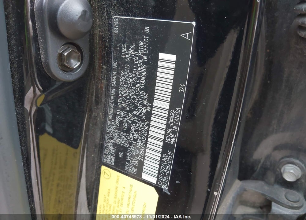 2005 LEXUS RX 330 VIN: 2T2HA31U45C065610
