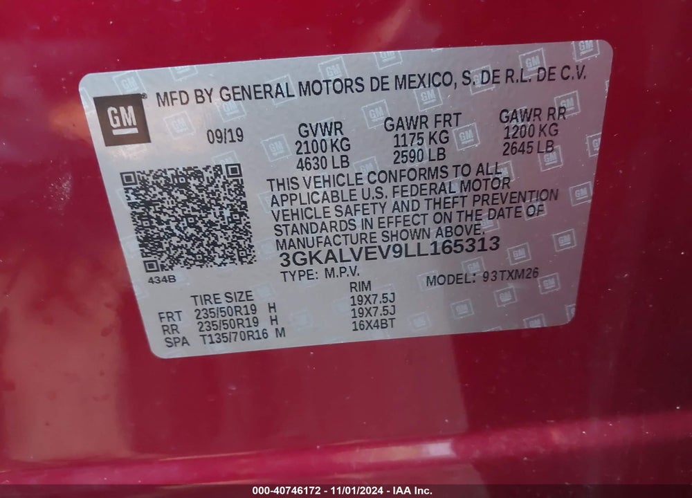 2020 GMC TERRAIN AWD SLT VIN: 3GKALVEV9LL165313