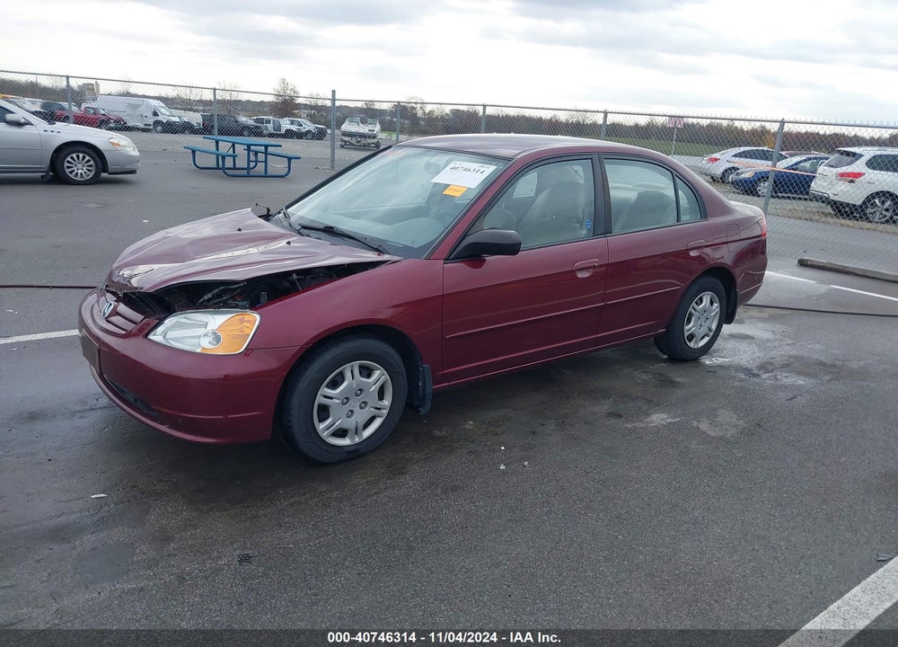 2002 HONDA CIVIC LX VIN: 1HGES16592L012501