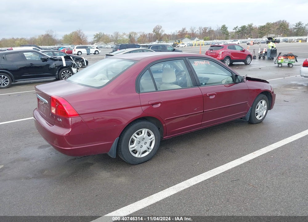 2002 HONDA CIVIC LX VIN: 1HGES16592L012501