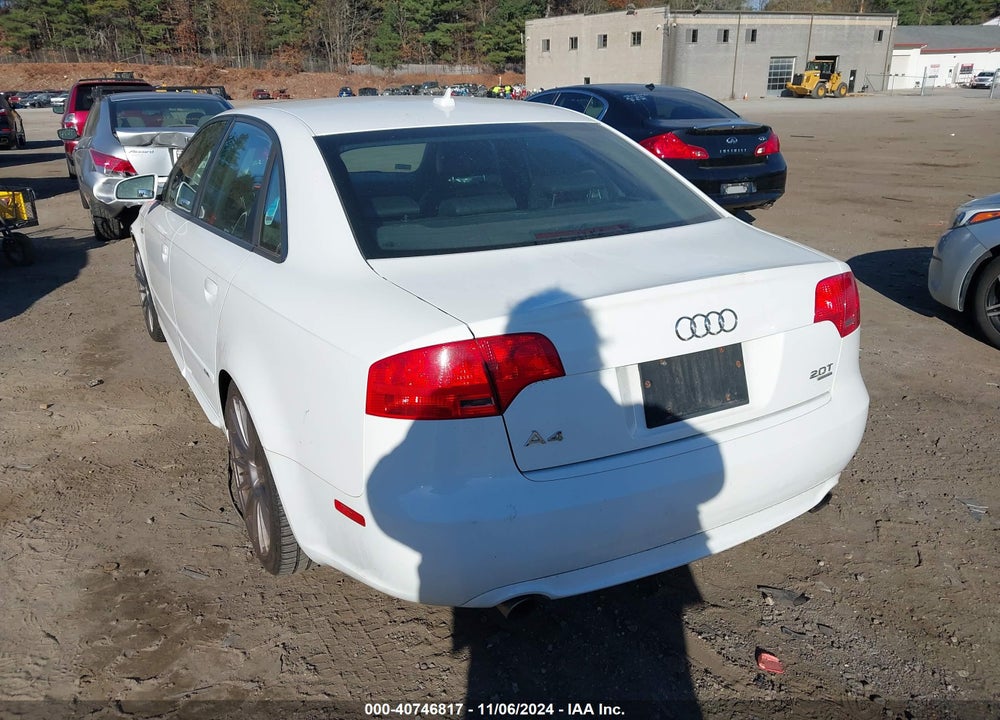 2008 AUDI A4 2.0T VIN: WAUEF78E58A081593