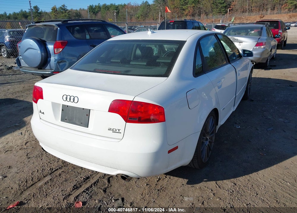 2008 AUDI A4 2.0T VIN: WAUEF78E58A081593