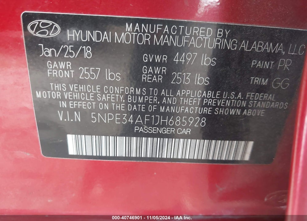2018 HYUNDAI SONATA LIMITED VIN: 5NPE34AF1JH685928