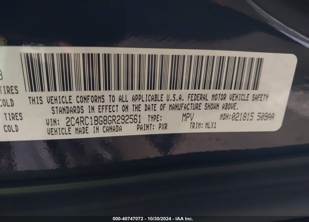 2016 CHRYSLER TOWN & COUNTRY TOURING VIN: 2C4RC1BG8GR292561