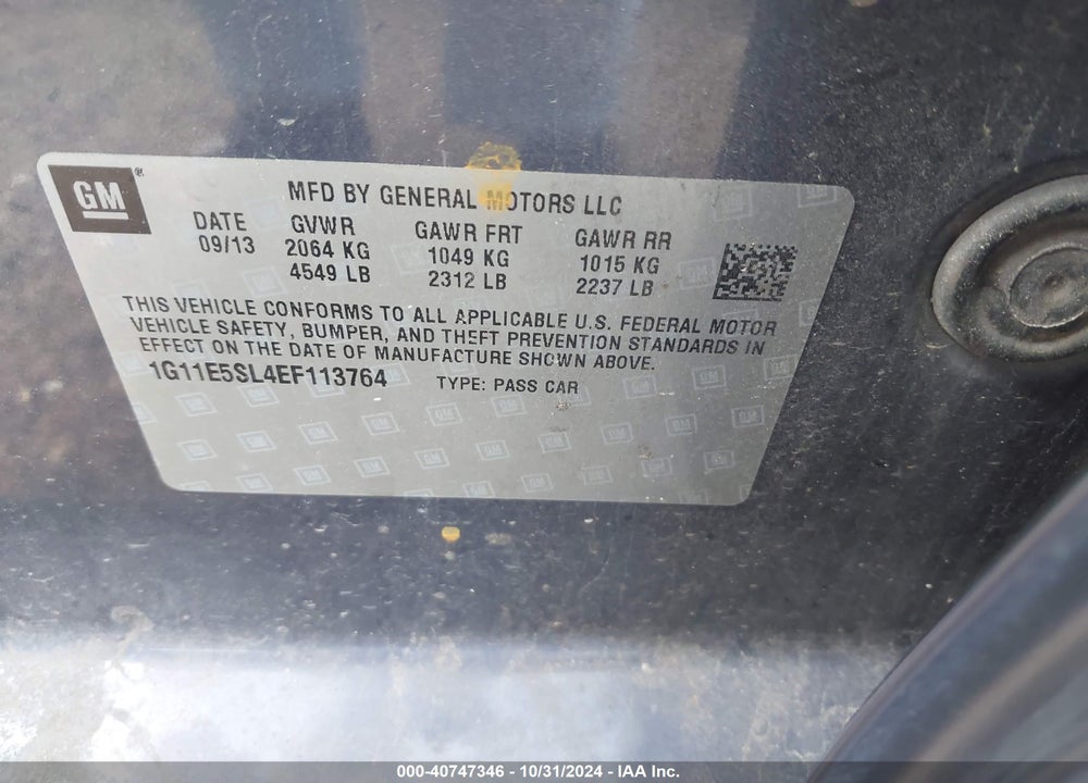 2014 CHEVROLET MALIBU 2LT VIN: 1G11E5SL4EF113764