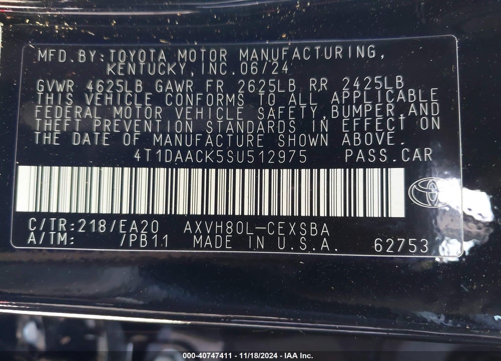 2025 TOYOTA CAMRY SE VIN: 4T1DAACK5SU512975