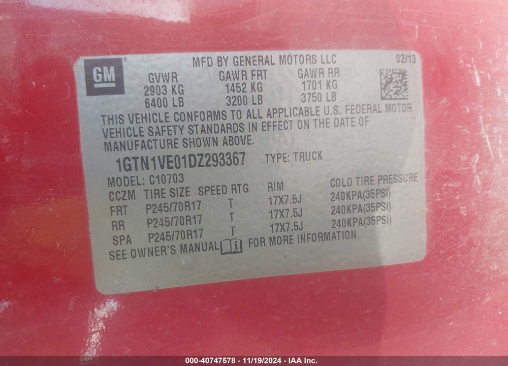 2013 GMC SIERRA 1500 SLE VIN: 1GTN1VE01DZ293367