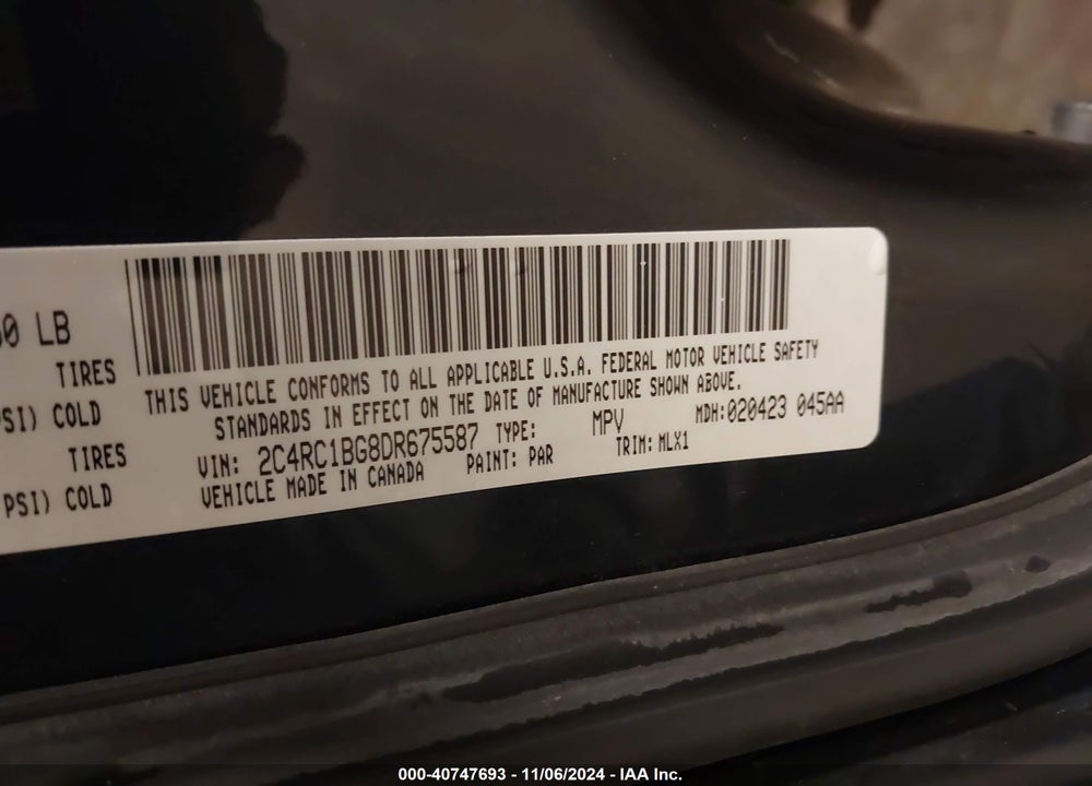 2013 CHRYSLER TOWN & COUNTRY TOURING VIN: 2C4RC1BG8DR675587