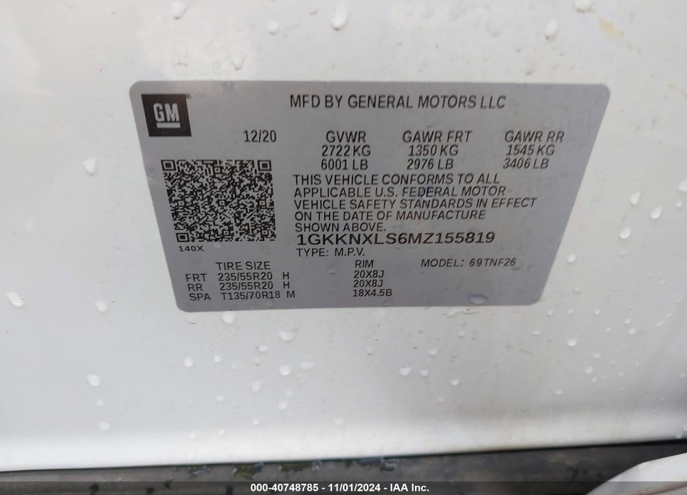 2021 GMC ACADIA AWD DENALI VIN: 1GKKNXLS6MZ155819