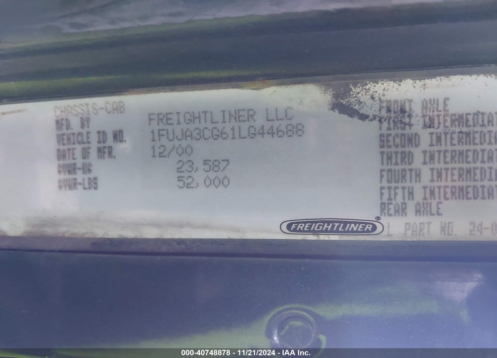 2001 FREIGHTLINER ST120 ST120 VIN: 1FUJA3CG61LG44688