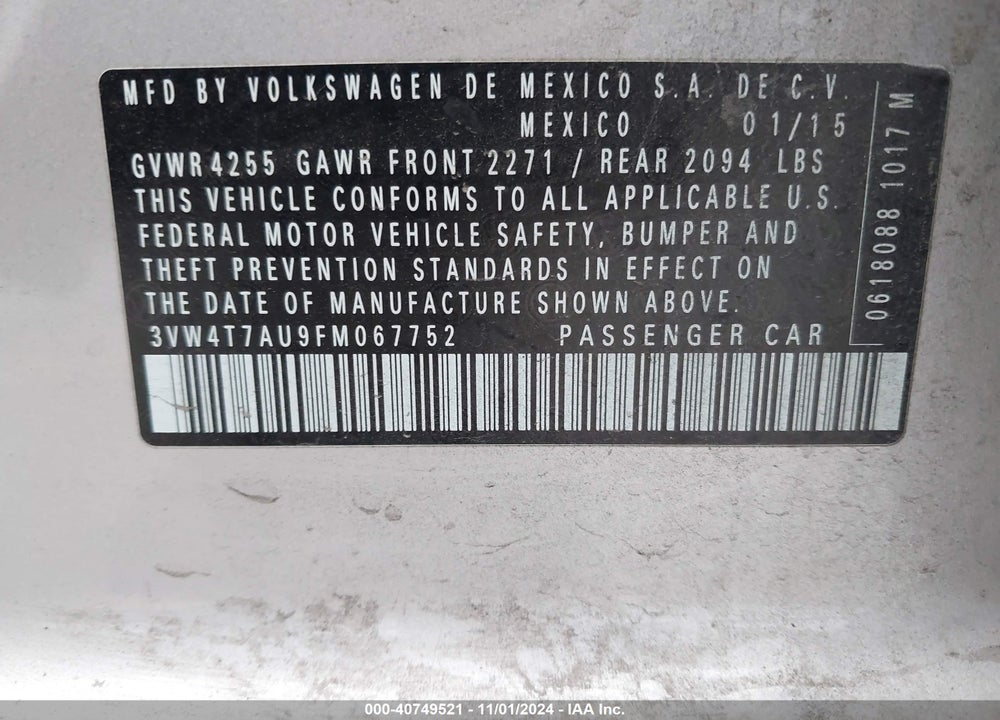 2015 VOLKSWAGEN GOLF GTI AUTOBAHN VIN: 3VW4T7AU9FM067752