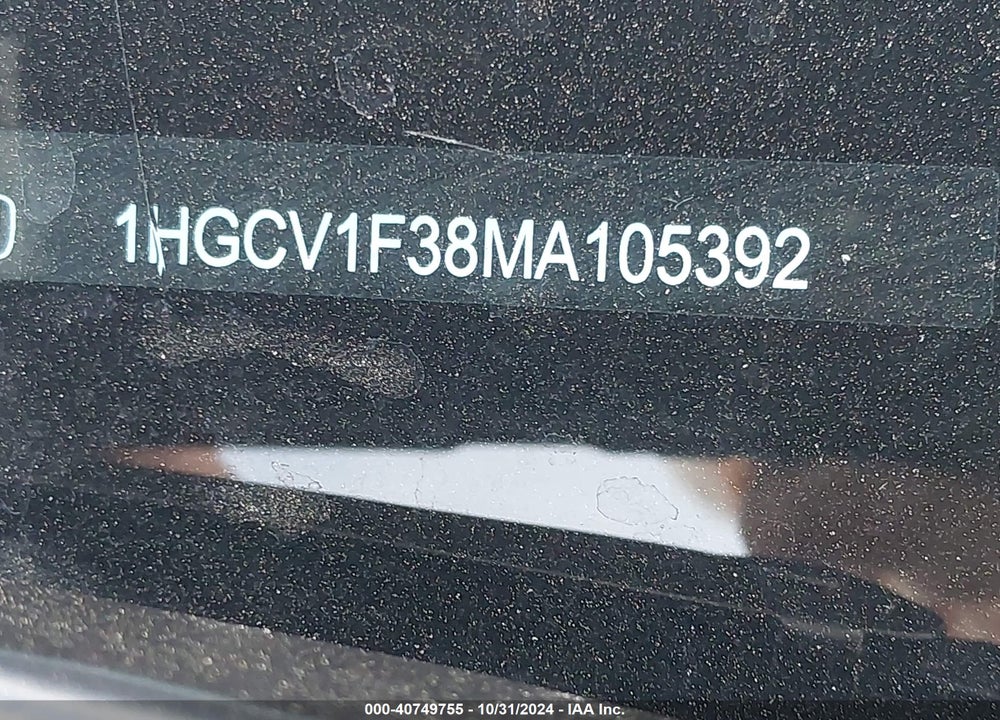 2021 HONDA ACCORD SPORT VIN: 1HGCV1F38MA105392